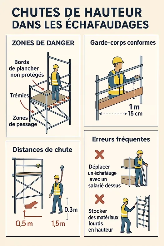 Pédagogie visuelle sécurité en hauteur — schémas et infographies prévention BTP